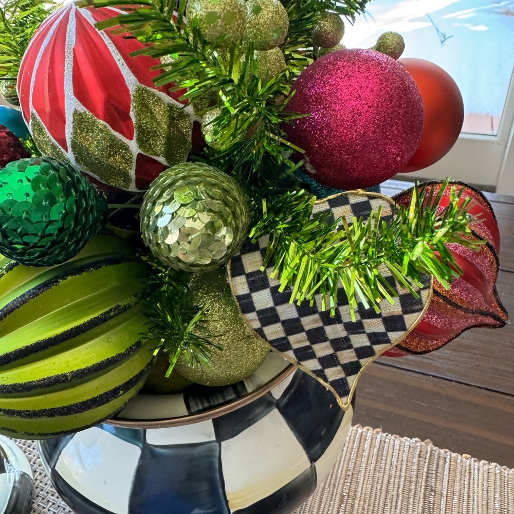 Mackenzie Childs Festive Holiday Ornament Arrangement